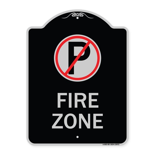 Signmission Fire Zone No Parking Symbol Heavy-Gauge Aluminum Architectural Sign, 24" x 18", BS-1824-23972 A-DES-BS-1824-23972